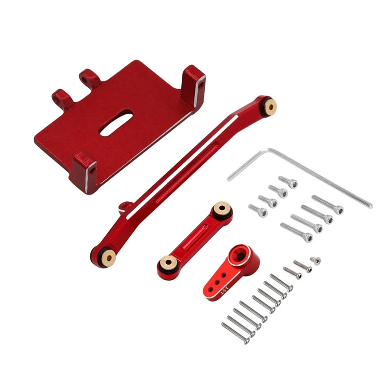 Servo Mount Bracket Steering Arm Steering Rod Suitable For Axial SCX24 1/24 RC Track Car Upgrade Replacement Parts Red