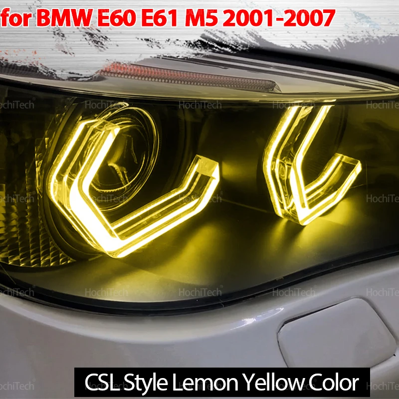 

Для BMW 5 серии E60 E61 520i 525i 530i 540i 545i 550i M5 2001-2007 Модернизированный комплект M4 Style White Yellow Crystal Light Angel Eyes