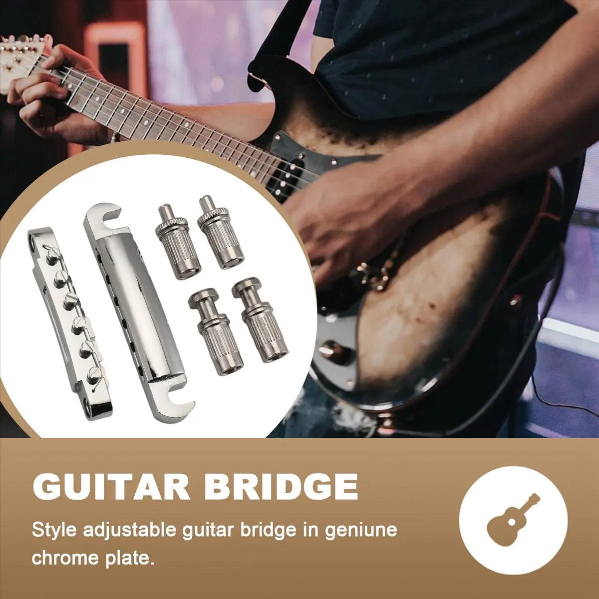 Stable- Electric Guitar Bridge and Tailpiece Set Electric Guitar Replacement Parts Bridge Tailpiece Bridge for Les Paul Guitar A