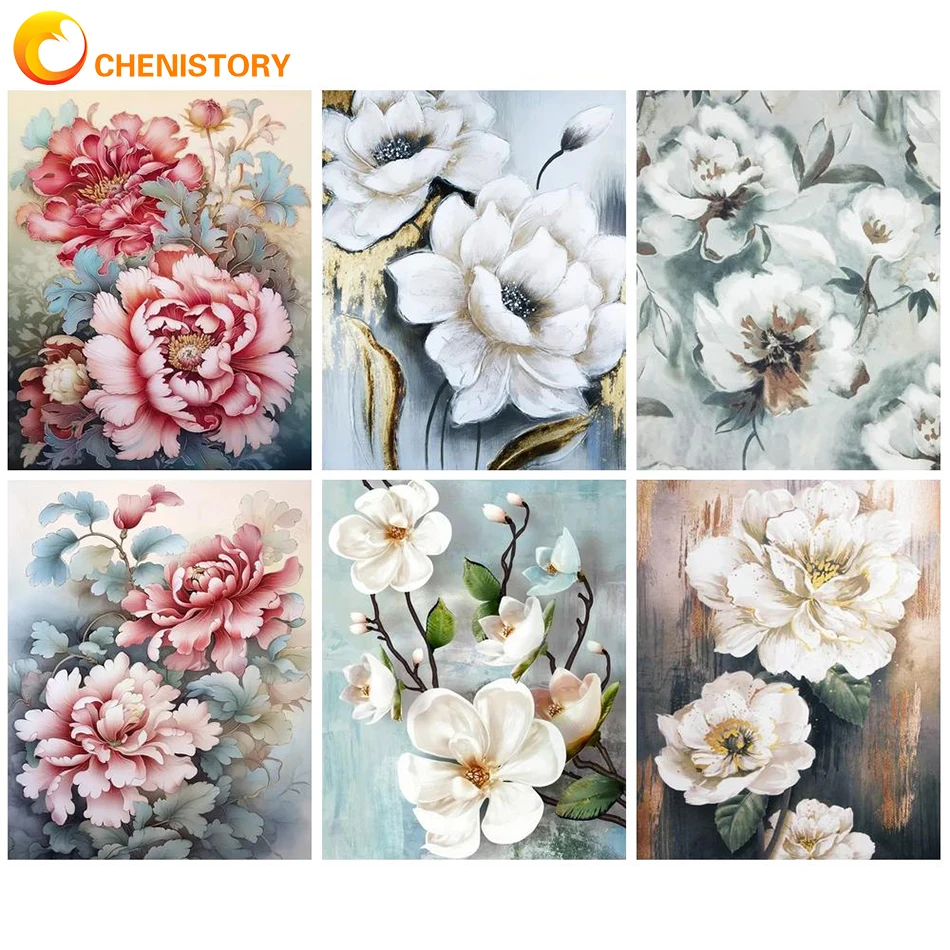 

CHENISTORY 60x75cm Oil Painting By Numbers For Adults Frameless DIY Paint By Numbers Flower On Canvas Home Decor Wall Art