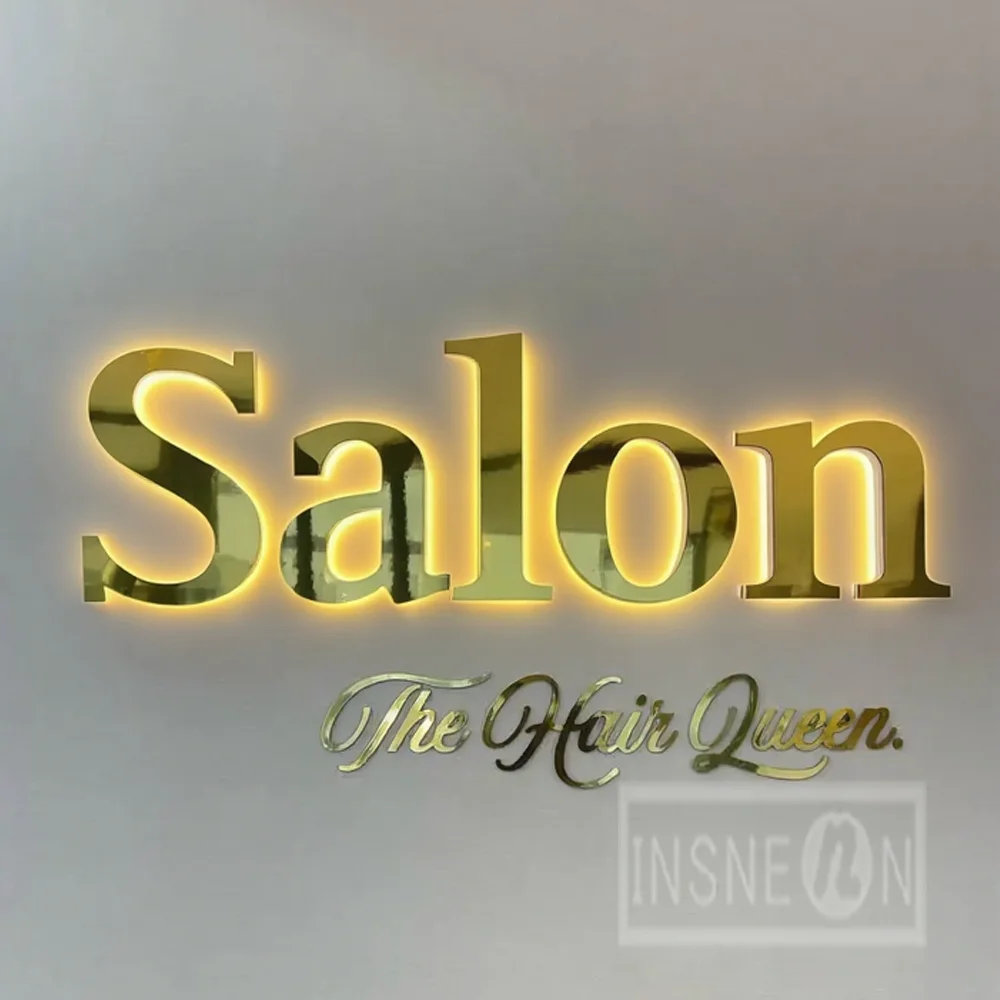 Custom 3D Backlit Letters Sign LED Light Up Metal  For Storefront Business Outdoor Waterproof Illuminated Advertising Signage