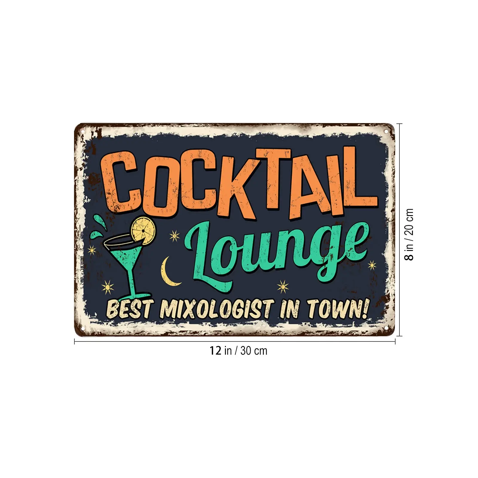 Lesiker Vintage Rusty Metal Sign Cocktail Lounge  Home Decor Tin Sign Retro Metal 12