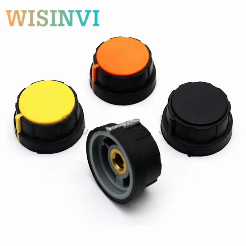 5pcs Rubber copper core knob cap Diameter 31.5mm height 16.5mm adjust speed Potentiometer knob Round hole 6MM Screw fixation