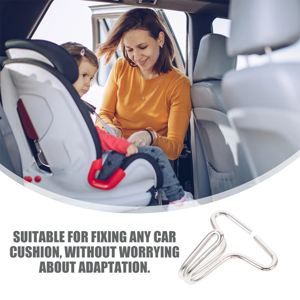 

200pcs Car Seat Cushion Hooks Durable Iron Simple Installation 25mm Wide Compatible Any Cover Accessories Silver