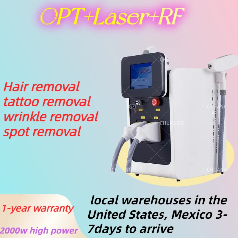 OPT three in one diode excitation IPL hair removal machine portable ND Yag laser hair removal tattoo professional beauty equipme