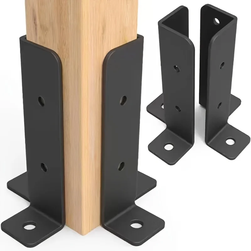 1 Set of Deck Post Anchor Brackets (Each Set Includes 1 Pair of Brackets + 10 Screws) Heavy-Duty Metal Support for Wooden Fences and Gazebo Poles, Easy to Install, Space-Saving Design, Structural Support, Compact Insta