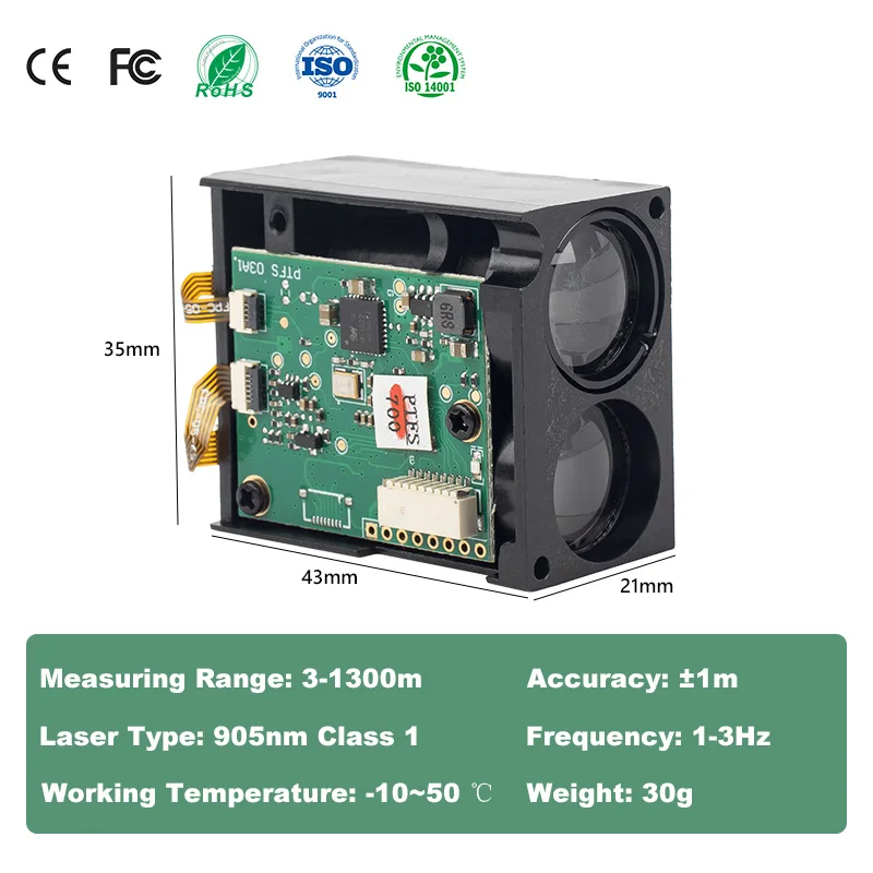 700 m Laserzeit des Flugentfernungssensors mit großer Reichweite OEM-Laser-Entfernungsmessermodul Laser-Objekterkennungssensor