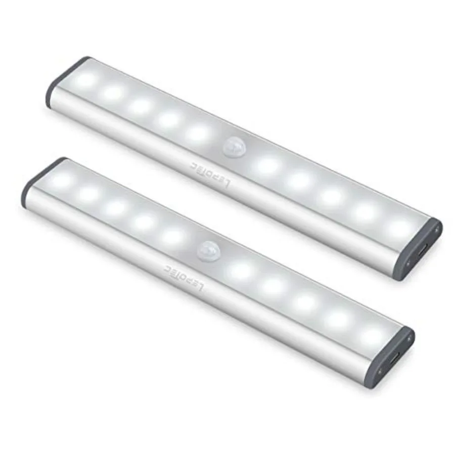 

Wirel Motion Sensor Cabinet Lights 10-LED USB Rechargeable Closet Lights LED Under Cabinet Lighting for Wardrobe/Drawer/Stairs/