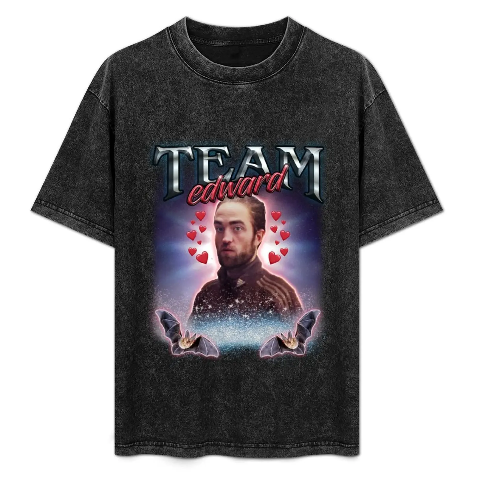 

Team Edward Twilight Cursed Fan Collage T-Shirt All Match Basic Short Sleeve Top