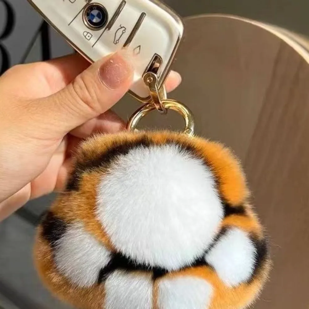 Stuffed Animal Cat's Paw Fur Keychain Furry Doll Love Cat's Paw Stuffed Keyring Pompom Car Trinket Plush Cat's Paw Pendant