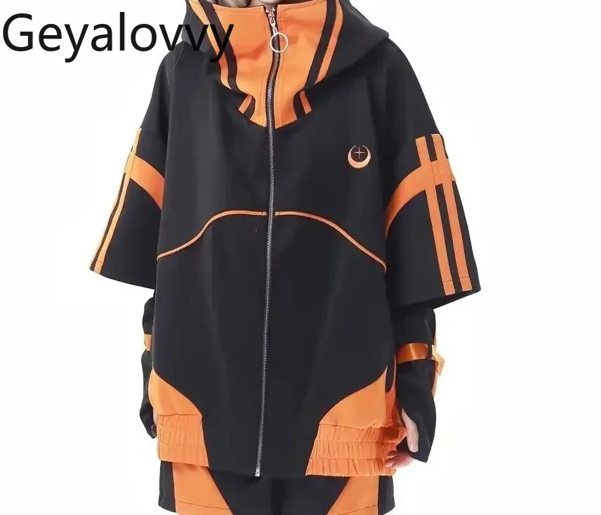 

Японский панк, приталенный крой, толстовка с короткими рукавами, пальто, куртка, свободная куртка на молнии, шорты, серия Mine, спортивные шорты массового производства, костюм