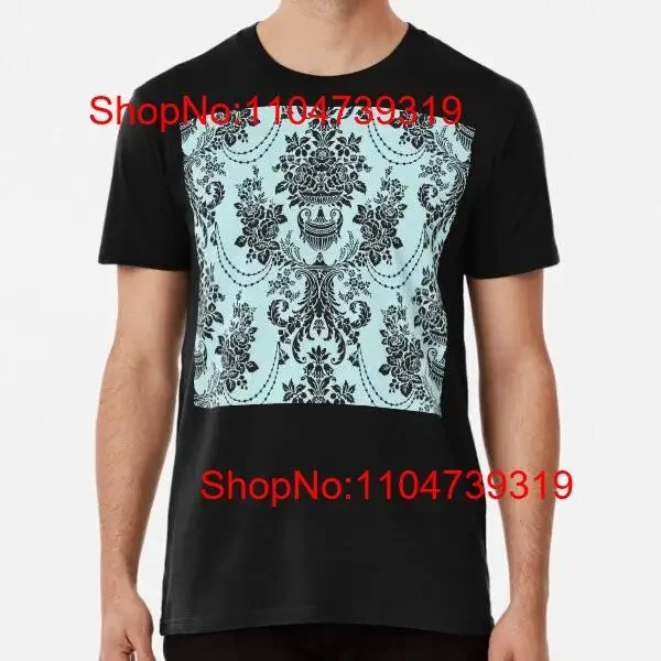 Camiseta geométrica azul Bblack Damasco abstracto Beau S a 5XL hecha en AU EE. UU. vintage gráfico lavado homme versátil