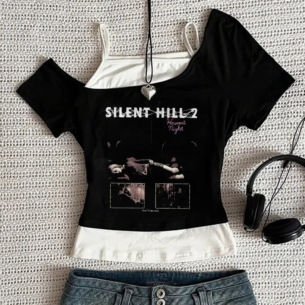 Silent Hill cropped top girl vintage baddie gyaru y2k 2000s shirt graphic clearance sales alternative  anime dollette