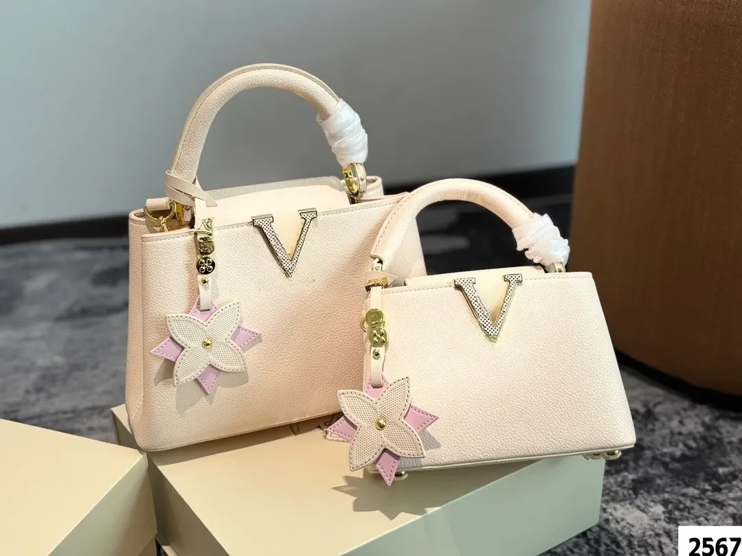 

Сумка через плечо French Classic Capucines, дизайнерская, с эмалевой цепочкой, кроссбоди, брендовая, женская, с узором Old Flower, сумка-тоут