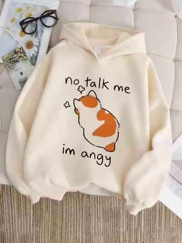 Funny Angry Cat Design Printed Hooded Kids Children's Sweatshirt Cute Hoody for Boys Girls Casual Hoodies