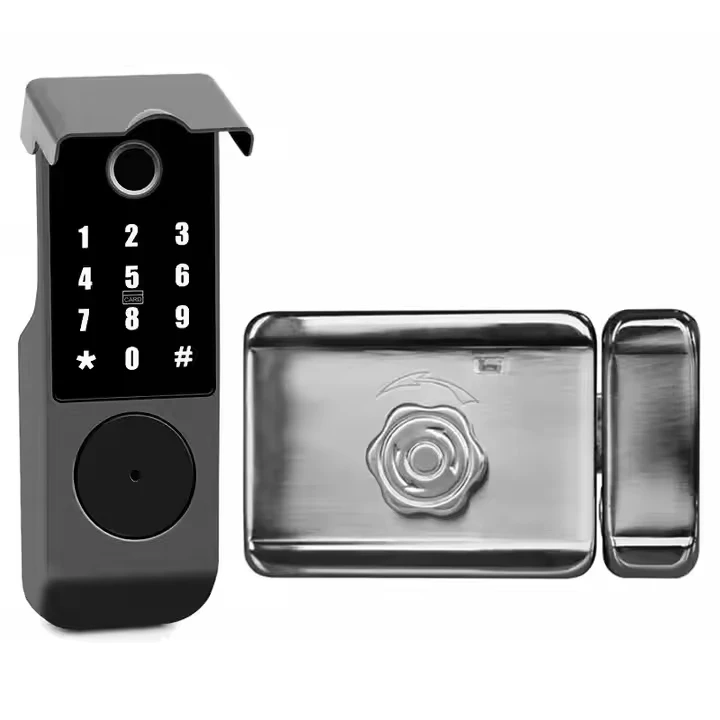 Waterproof Outdoor Gate Lock Electronic Rim Lock for Street Swing Door Tuya Wifi or Ttlock Ble Water-resistance Garage Door Lock