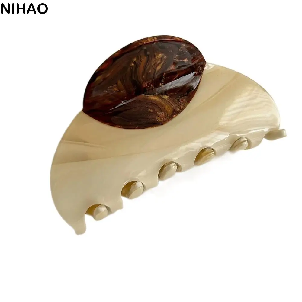 

Acrylic Half-circle Hair Claw Gradient High-end Acetic Acid Shark Clip Contrast Color Waterproof Retro Hair Carb Clip Girls