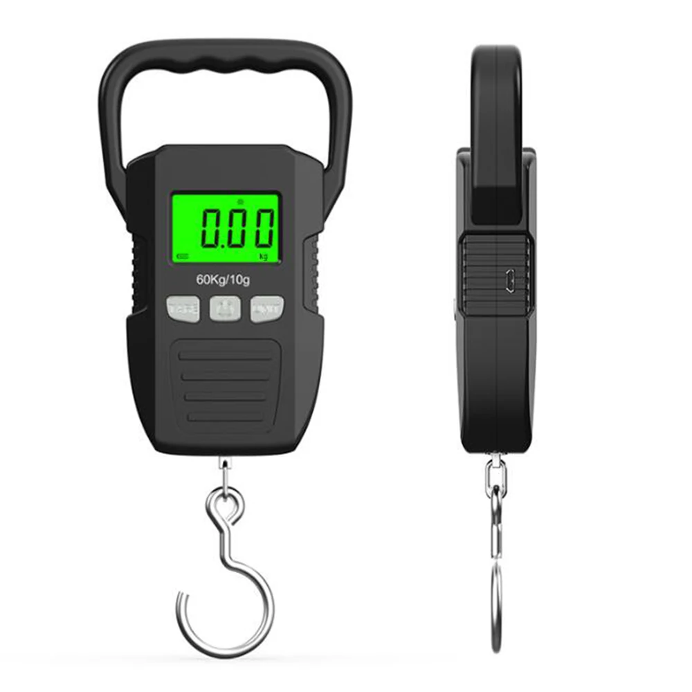 60kg/10g LCD Digital Hanging Scale Electronic Weighting Luggage Scale Battery/USB Charging Portable Weighing Balance Tools