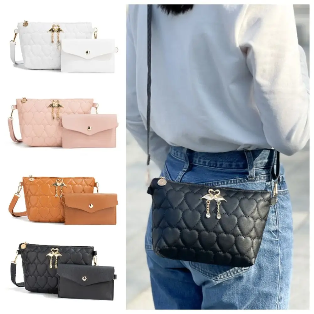 

Элегантная сумка через плечо с вышивкой Love Cygnet с кисточкой и портмоне, сумка через плечо для телефона, большая вместительная молния