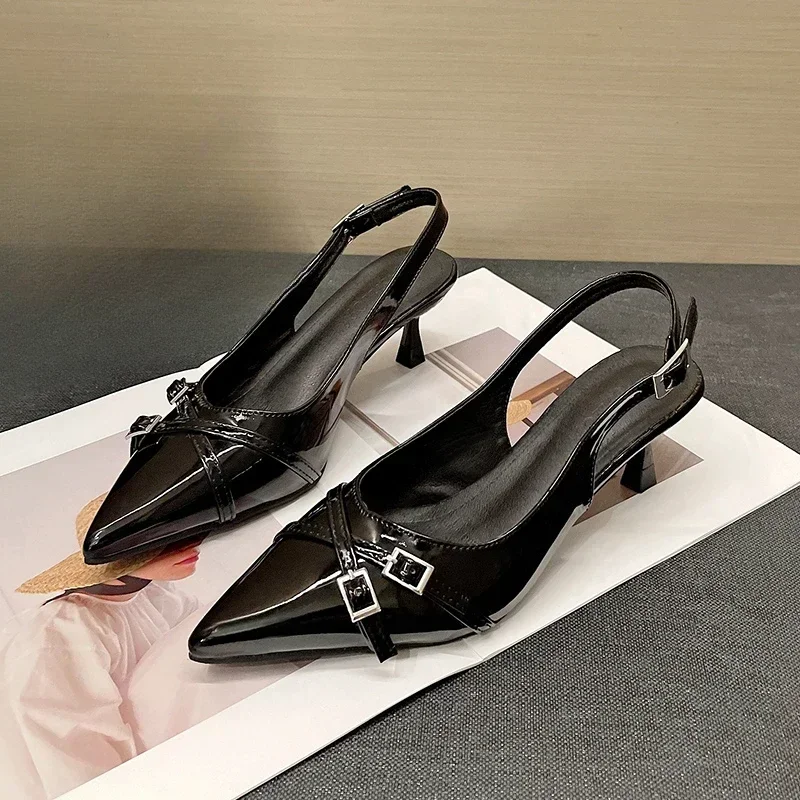 New Style Pointed Toe Stiletto Heel Shallow Mouth Elegant Baotou Women's Sandals Sexy Banquet Party Fashion High Heels