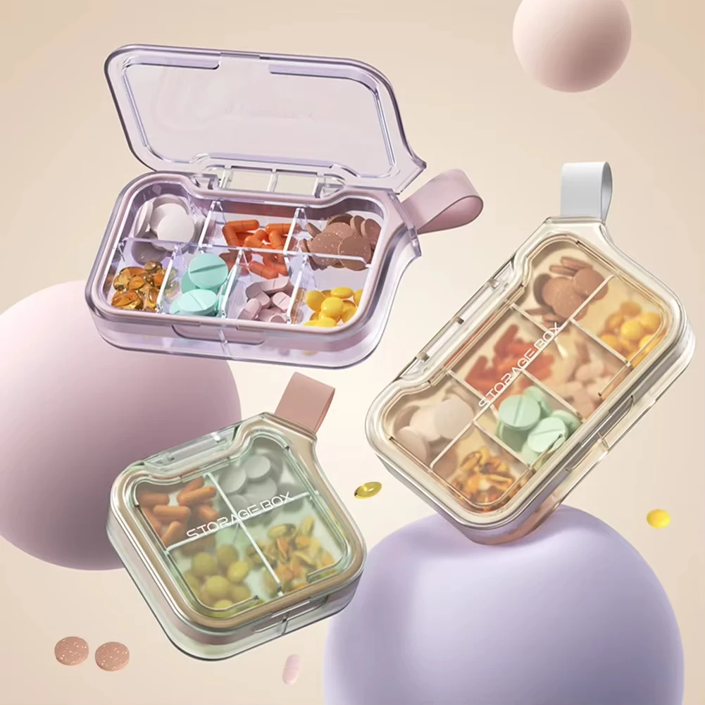 

Portable Pill Box with Sealed Lid Travel Pill Organizer for Vitamins Supplements Travel Compact Travel