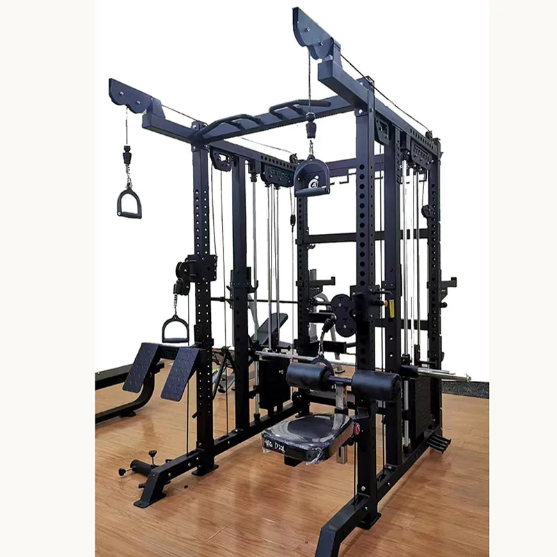 Gym Fitness Equipment Cable Crossover Comb Trainer Power Squat Rack Commercial Multi Functional 3d Folding Smith Machine