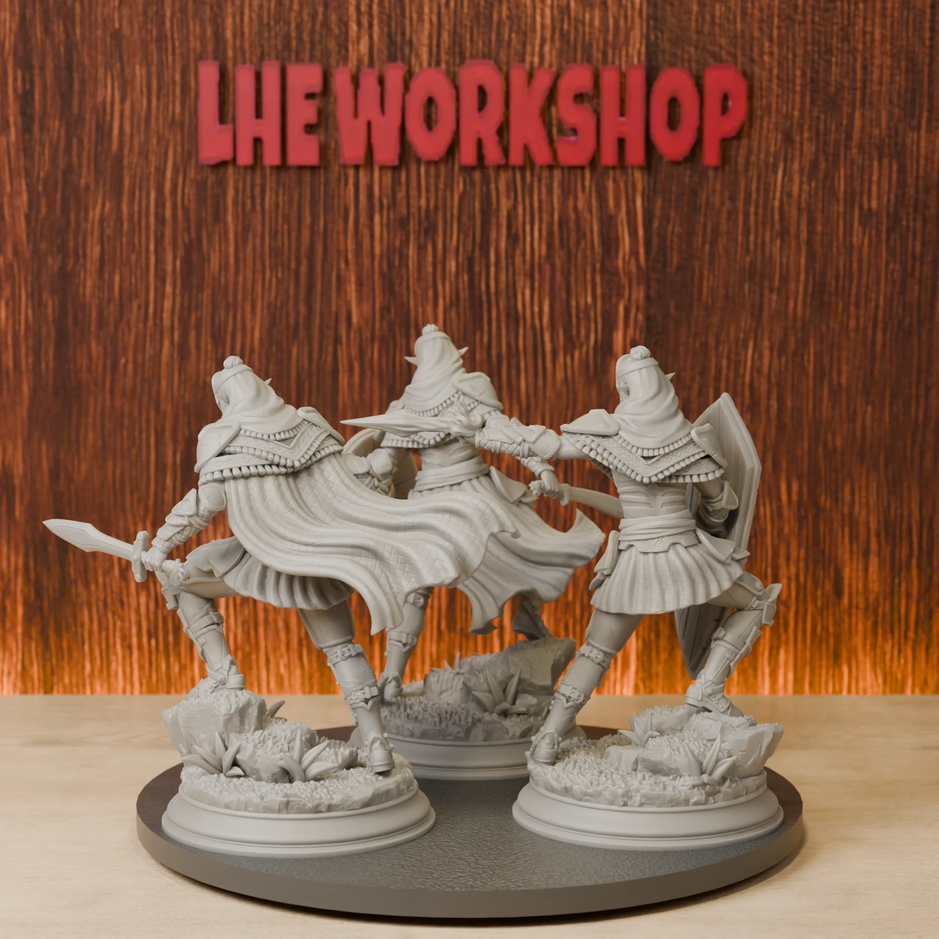 Elf Cultist Warriors Miniatures | 28mm-38mm | Resin 3D Printed DND Pathfinder Mini | Unpainted Grey