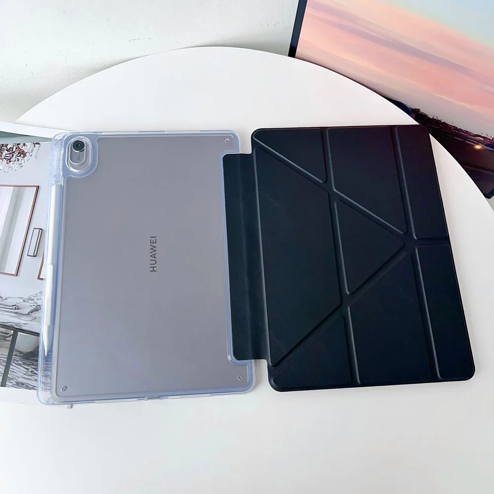 

Противоударный чехол для планшета Huawei MatePad 11 2021/2023, прозрачная акриловая задняя крышка Y-fold, защитная крышка для 11-дюймовых планшетов