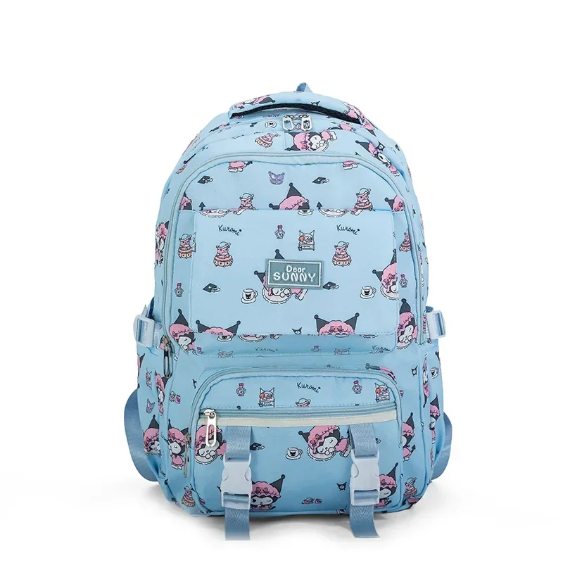 Sanurgente-Sac à dos Kuromi pour enfants, cartable noir et bleu, sac d'école étudiant, ordinateur, grande capacité GT, fille et garçon