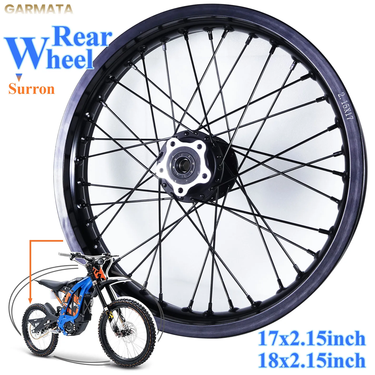 

17x2.15inch 18x2.15inch Rear Wheel 135x12mm 10g Black spokes