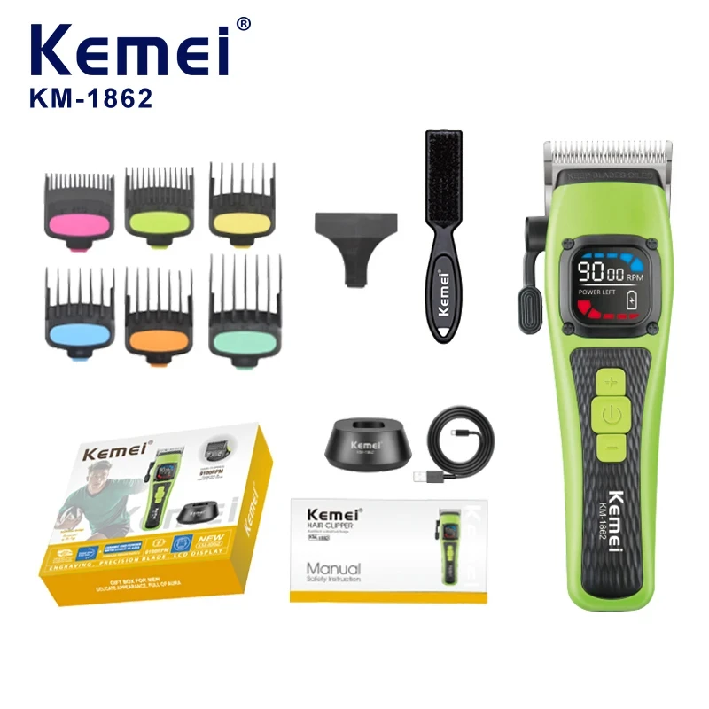 

KM-1862 Профессиональный набор для стрижки волос с беспроводной зарядкой через USB, портативные машинки для стрижки волос, набор парикмахерских инструментов