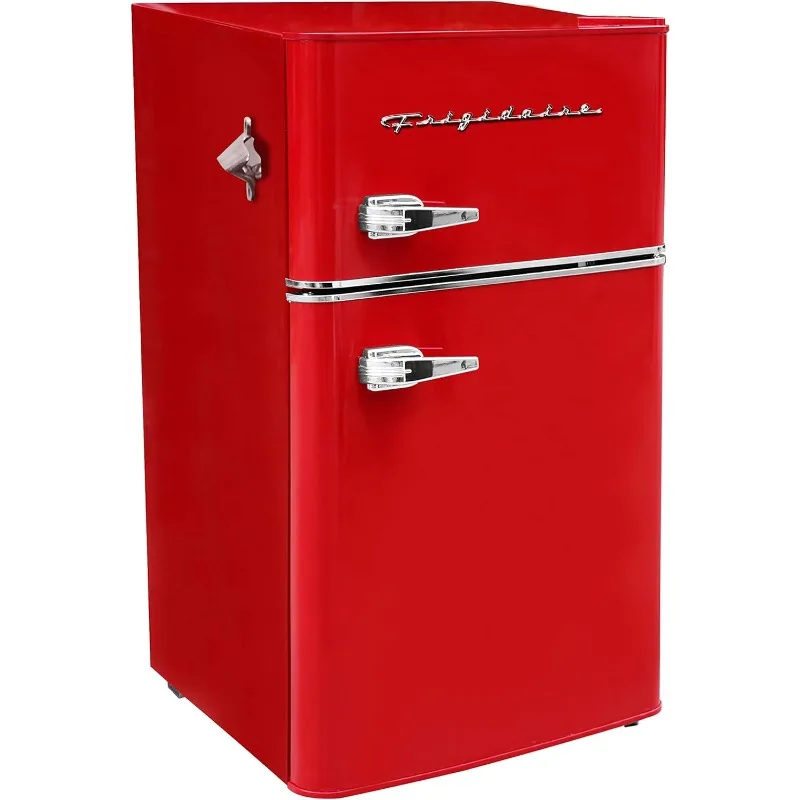 Whirlpool EFR840 Retro Mini Geladeira com Freezer e Abridor de Garrafas Lateral, Geladeira Pequena de 2 Portas, Office Bar