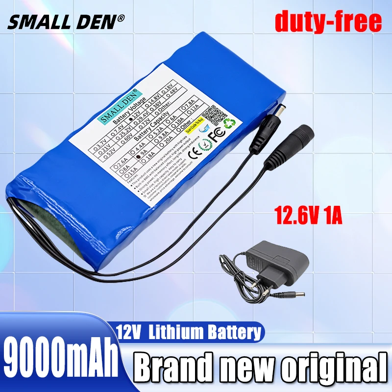 12V 9Ah 3S3P Grade A Li-ion Rechargeable Battery Pack For CCTV camera video Emergency light radio Portable UPS+12.6V1A Charger