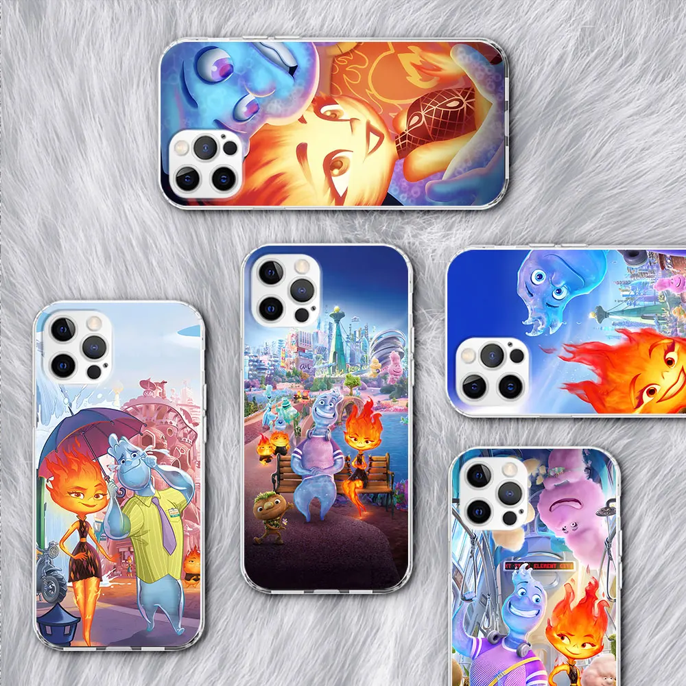 Cartoon Disney Elemental Case for Apple iPhone 13 11 14 15 Pro Max 7 8 Plus 12 Mini X XS MAX XR Clear Silicone Phone Bag Cover