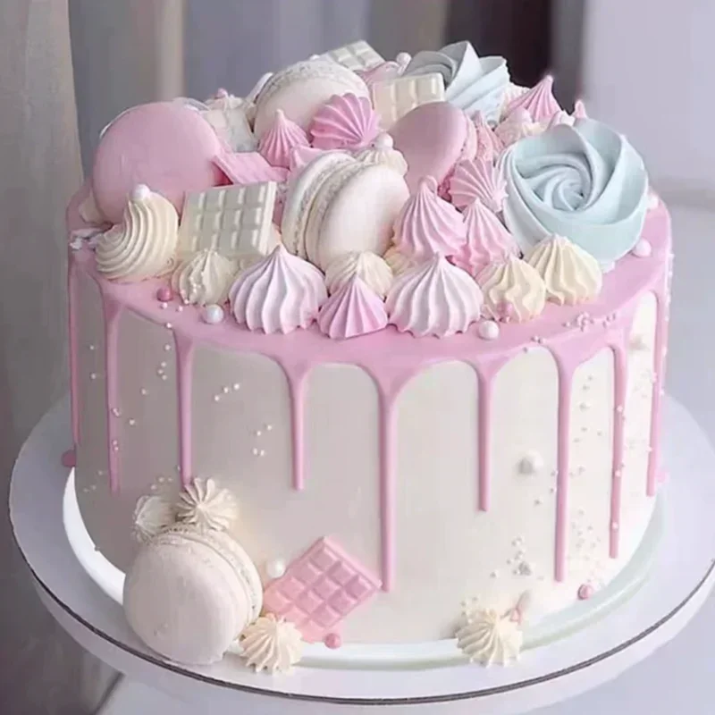 Simulated Fruit Cream Plastic Cake Model, 6-inch, Hand Drawn Artificial Birthday Cake Decoration, Dessert Shop Window Sample