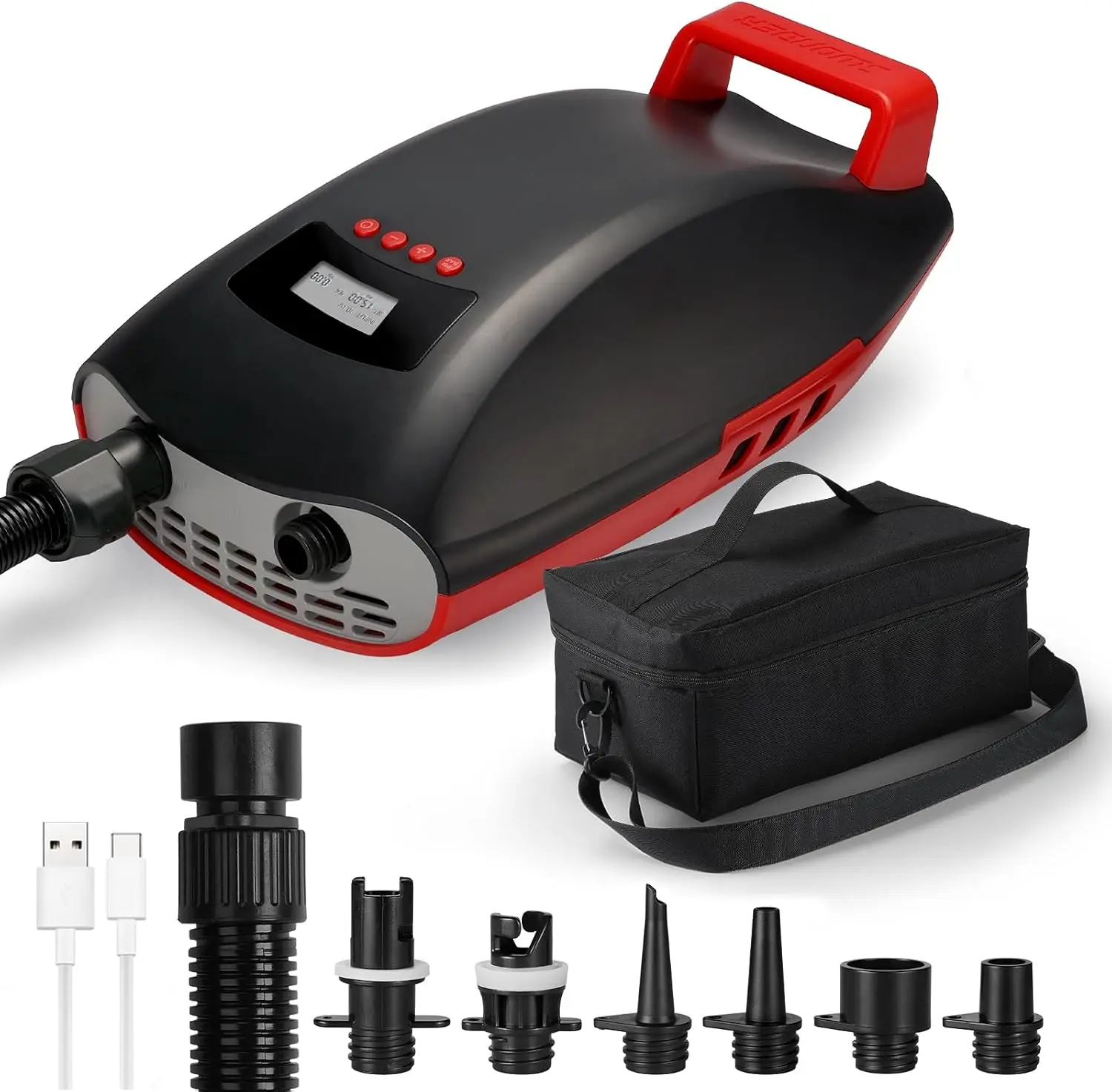 

Электрический SUP-насос с аккумулятором емкостью 9000 мАч, двухцилиндровый для быстрой накачивания, активная система охлаждения для надувных досок