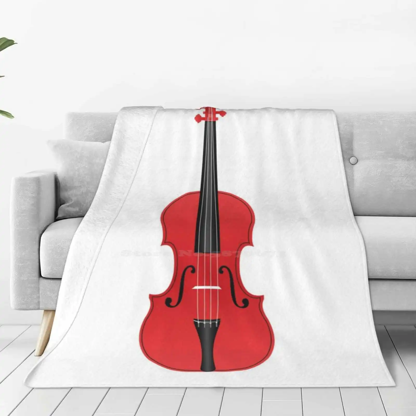 Violin Red Four Seasons Comfortable Warm Soft Throw Blanket Music Instrument Red Fiddle Kit Violin Dresse Violin Scarve Violin