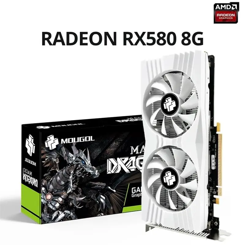 Top Original Radeon RX580 8G Graphics Card GDDR5 Memory Video Gaming Card PCIE3.0x16 DVI DP for Desktop Computer AMD Card