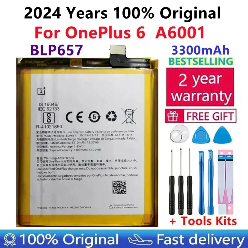 

Original Replacement Phone Battery BLP657 3300mAh For OnePlus 6 A6001 High Quality Replacement Li-ion Batteries Free Tools