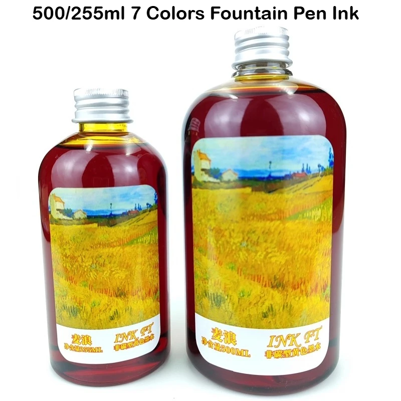 

500/255ml 7 Colors Fountain Pen Ink Cartridge Writing Dip Pen Ink Refill Stationery School Supplies For JINHAO HONGDIAN MAJOHN