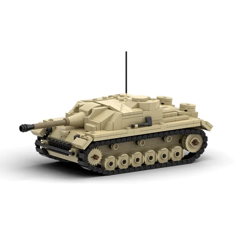 

MOC WW2 Военная немецкая армия Stug III G Штурмовые танковые пистолеты, комплект строительных блоков, гусеничная бронированная боевая машина, модель игрушки, подарки