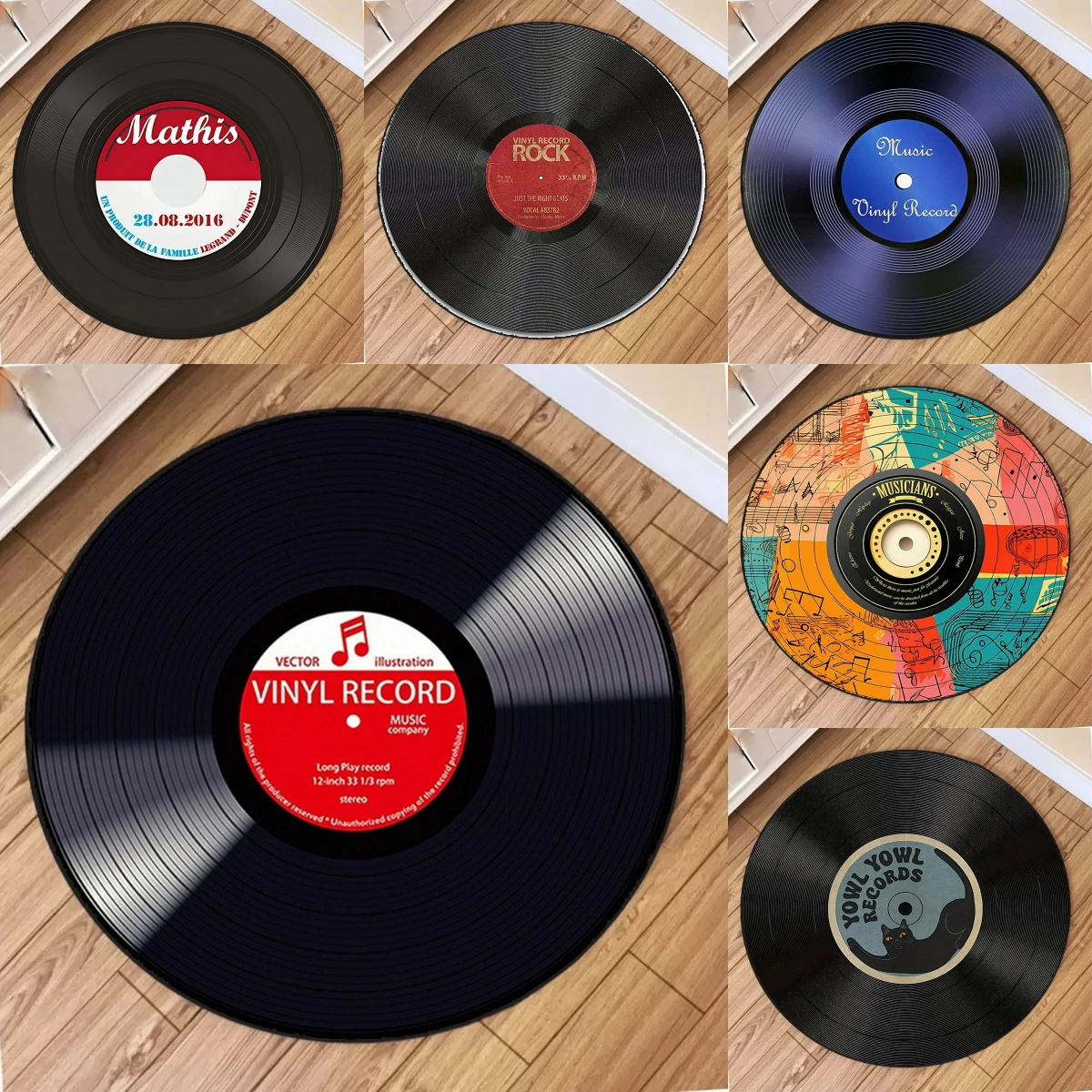 

Timeless Music Vinyl Round Rug Bedroom Living Room Soft Carpet Non-slip Chair Floor Mat Coffee Table Mat Home Decor Doormat