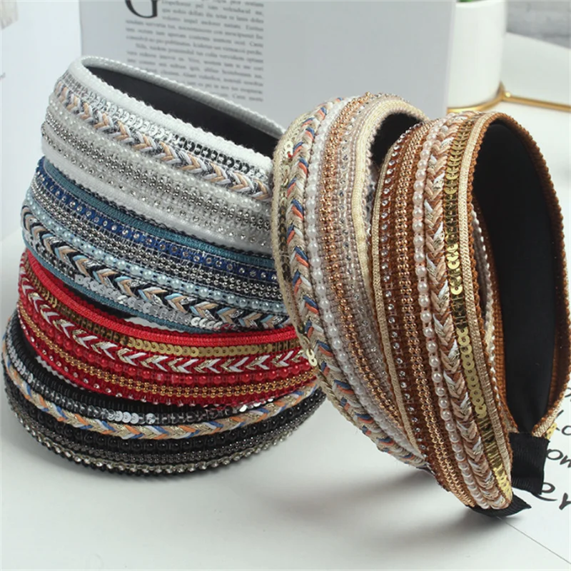 Luxury Wide Hair Bands Hoop for Women Vintage Soft Elastic Fabric Headband Fashion Girls Hairband Headwear Hair Accessories