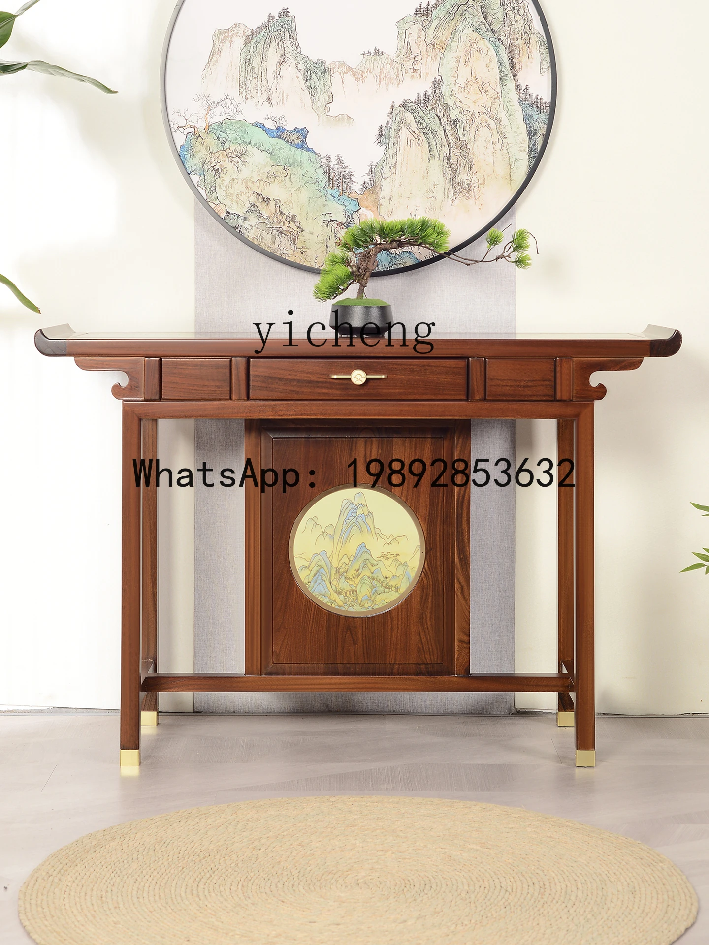 

P29 new Chinese-style old elm solid wood table entry entrance platform corridor aisle Zen decorative end platform