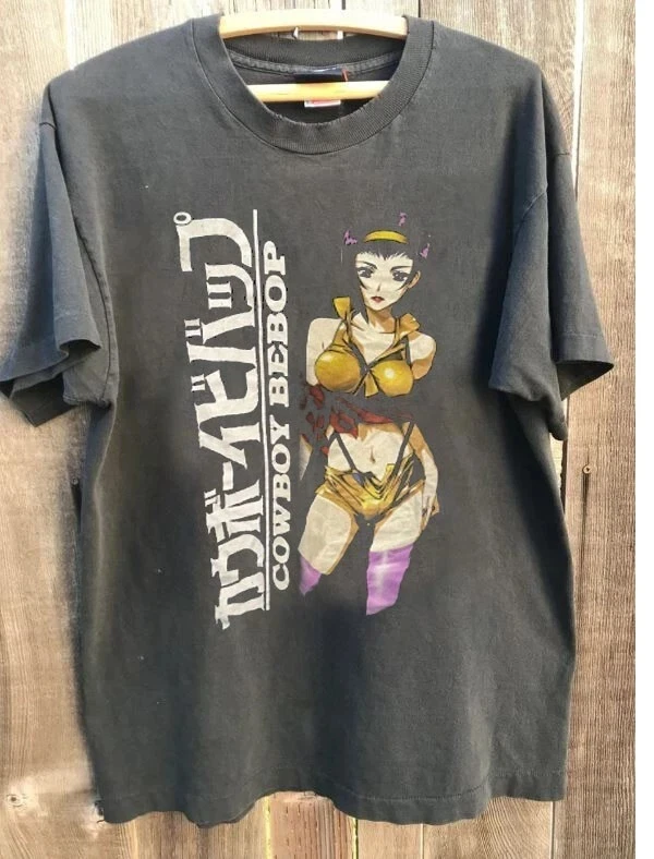 Camiseta de Verano 2026 para Mujer, Estilo Cowboy Bebop Faye, de Algodón Transpirable, Manga Corta, Estilo Urbano, Holgada y Casual