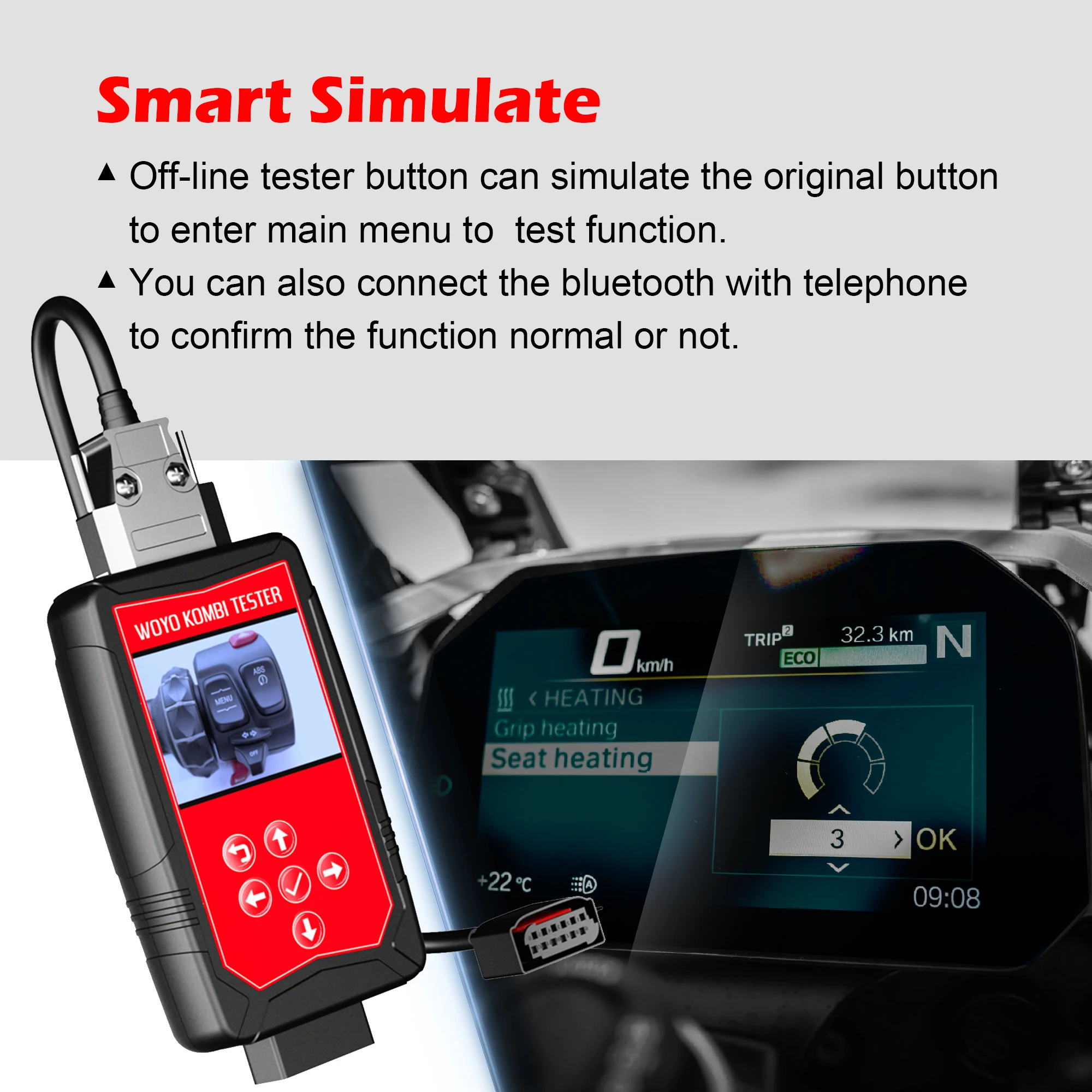 WOYO per BMW KOMBI Tester R1200 R1250 F750 F900 F850 emulatore modulo ECU moto, Tester Off-line per schermo di visualizzazione BMW TFT