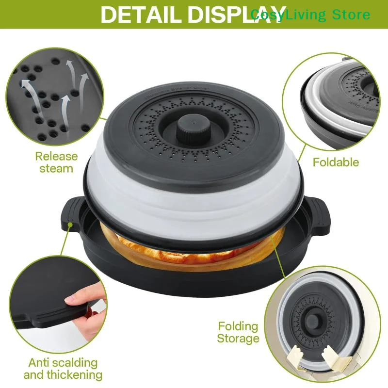 [CL]Multifunction Foldable Microwave Food Splatter Cover Splash Collapsible Guard Kitchen Gadget Colander For Meal Steaming Tray