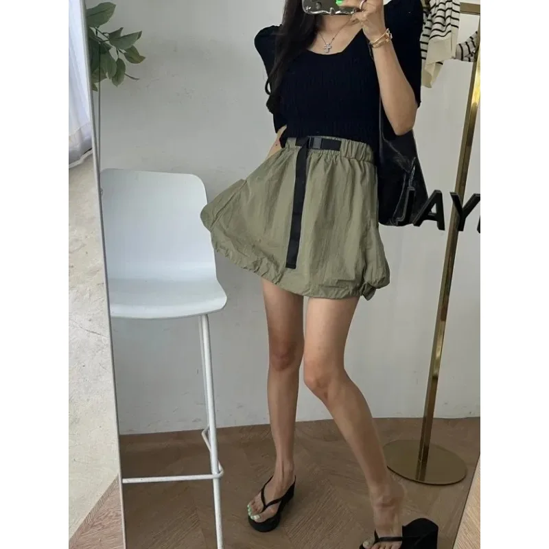 

Summer New Sle Women's Mini Skirt with Drawstring A-Line Pocket Design Slimming High Waist Trendy Hot Girl Short Skirt