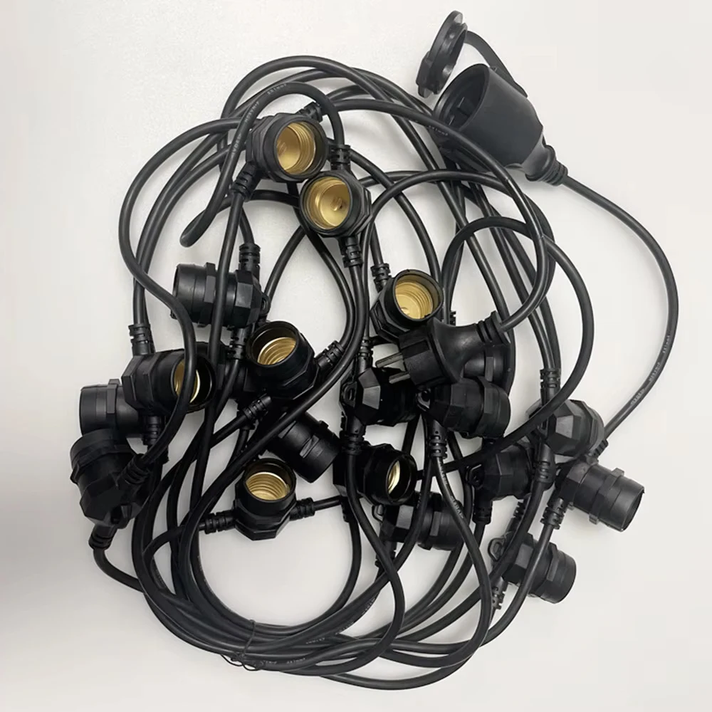 10M Cable LED String Commercial Grade Waterproof with E27 Sockets For Outdoor Holiday Garland Wedding Lighting Garden Decor