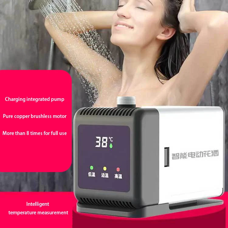 Portable Electric Shower Pump with Digital Display and Heating Rod, Outdoor Camping Shower,IPX7，6000 mAh